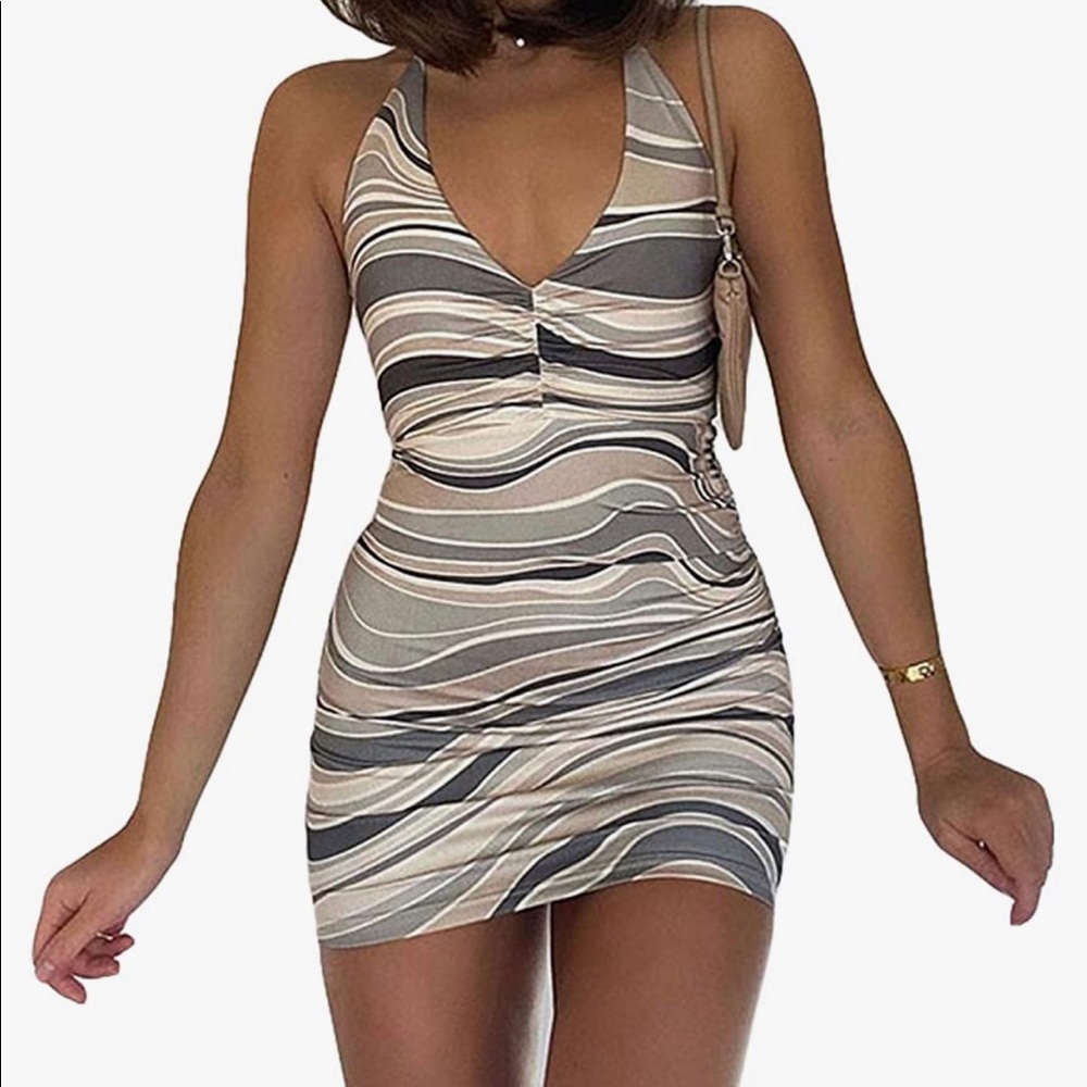 Halter dress multi color stripe